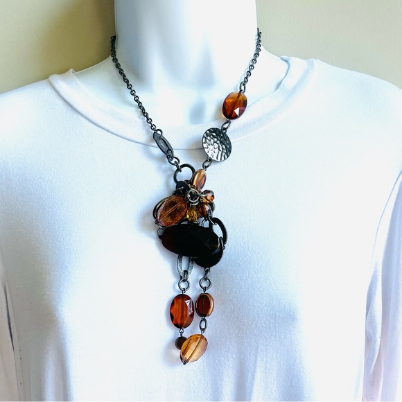 New 44” Gunmetal Orange Necklace - Picture 5 of 8